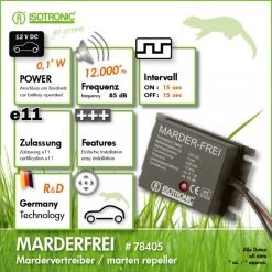 Marterverjager Isotronic Voor (vracht)auto / Caravan -Ongedierte - Plagen Winkel isotronic marterverjager voor auto 78405 b